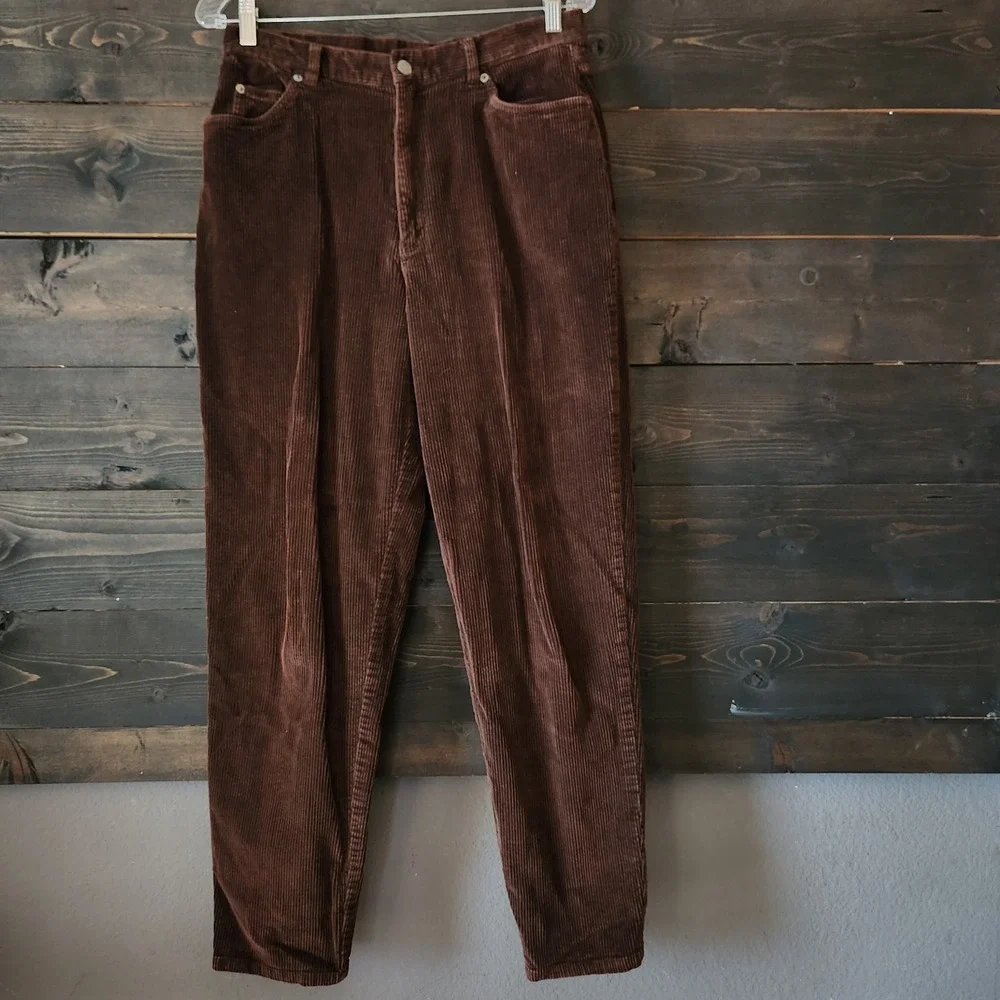 VTG Lauren Ralph Lauren‎ Corduroy Pants Womens 12 Brown Wide Wale Straight Leg